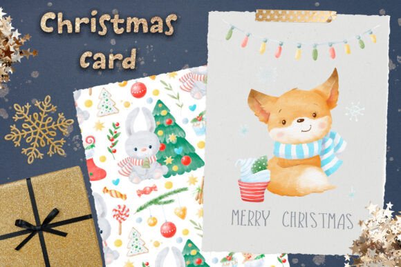Christmas Fox Postcard Png: Festive Illustrations