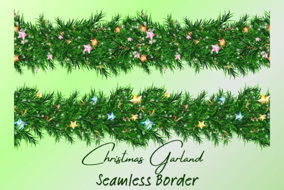 Christmas Garland, Seamless Border Illustrations