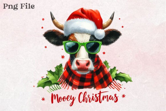 Christmas Mooey Clipart PNG: Festive Illustrations