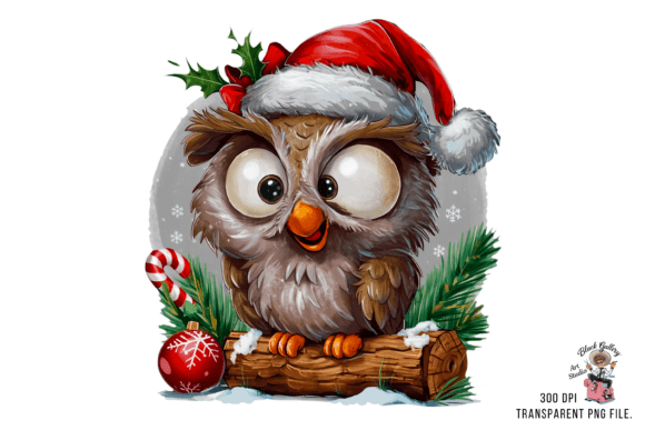 Christmas Parrot Clipart with Santa Hat Illustrations