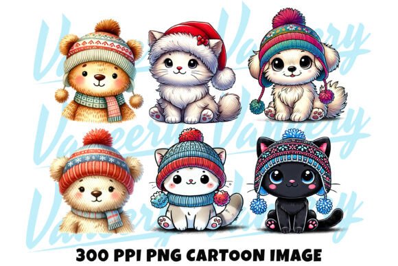 Cute Animal Cartoon for Christmas Illustrations