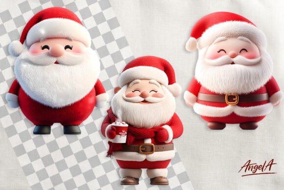 Cute Santa Illustrations for Festive Branding