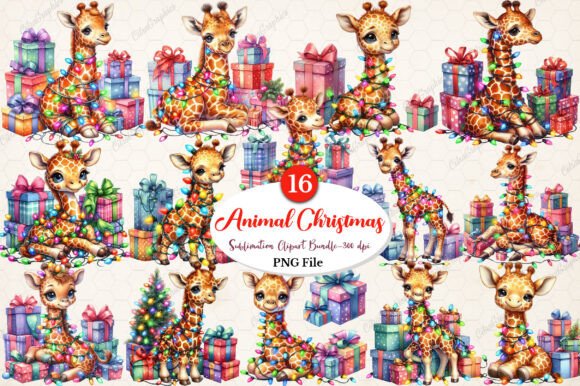 Festive Baby Animal Christmas Clipart & Illustrations