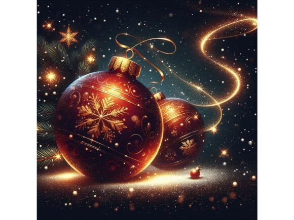 Glittery Snow Baubles: Festive Illustrations