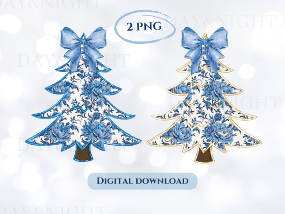 Gold Glitter Chinoiserie Tree Illustrations