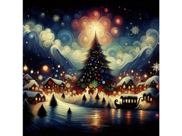 Impressionist Christmas Banner: Soft Illustrations