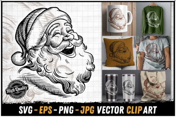 Laughing Santa Sketch: Festive Illustrations