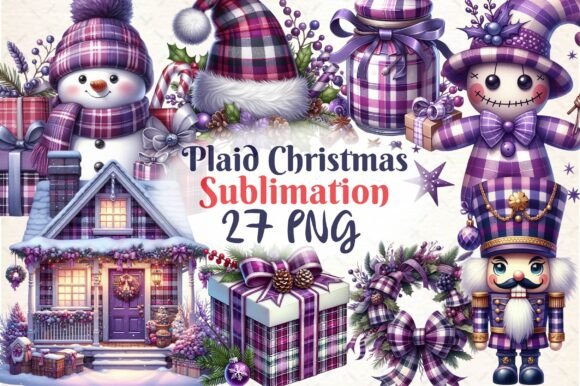 Luxury Plaid Christmas Sublimation Illustrations
