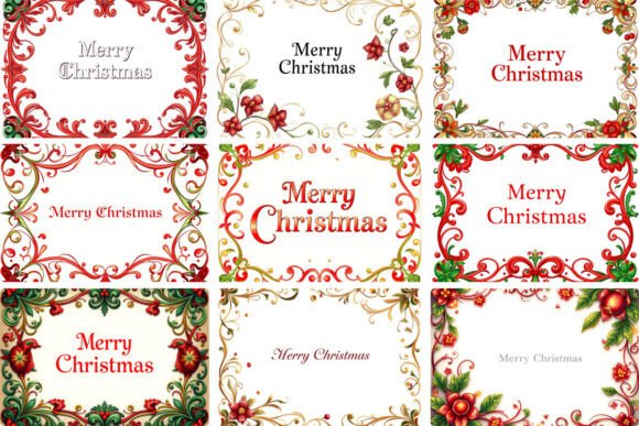 Merry Christmas Fancy Border: Festive Illustrations for Branding