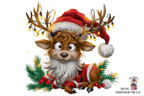 Quirky Christmas Reindeer Clipart PNG for Illustrations