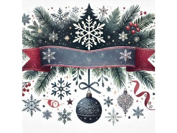 Review: Watercolor Christmas Banner with Snowfla