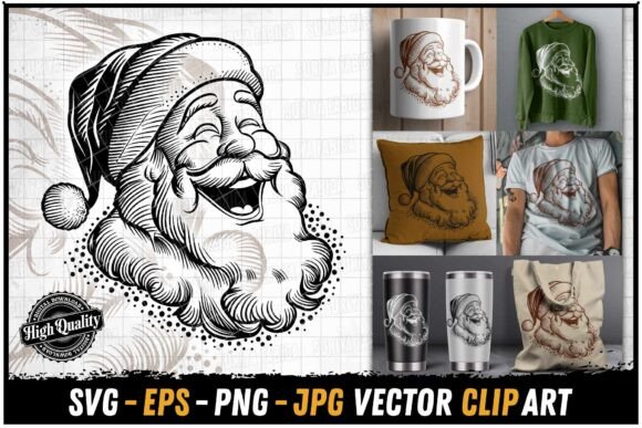 Reviewing Laughing Santa Head Happy Christmas SVG Illustrations