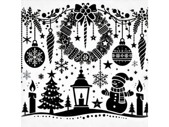 Silhouette Christmas Garland Illustrations Review