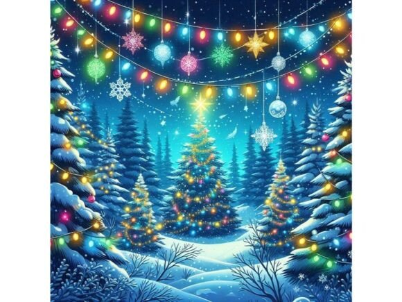Vibrant Christmas Lights: Festive Illustrations