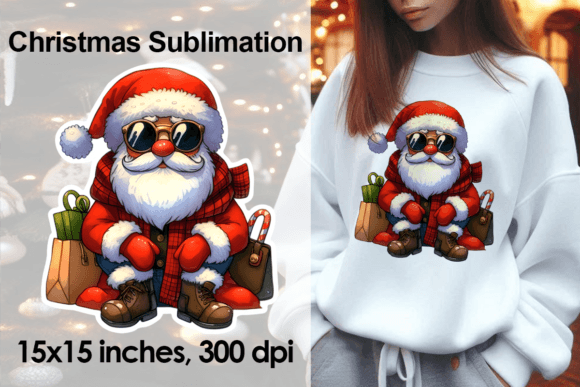 Watercolor Christmas Santa Sticker PNG Review